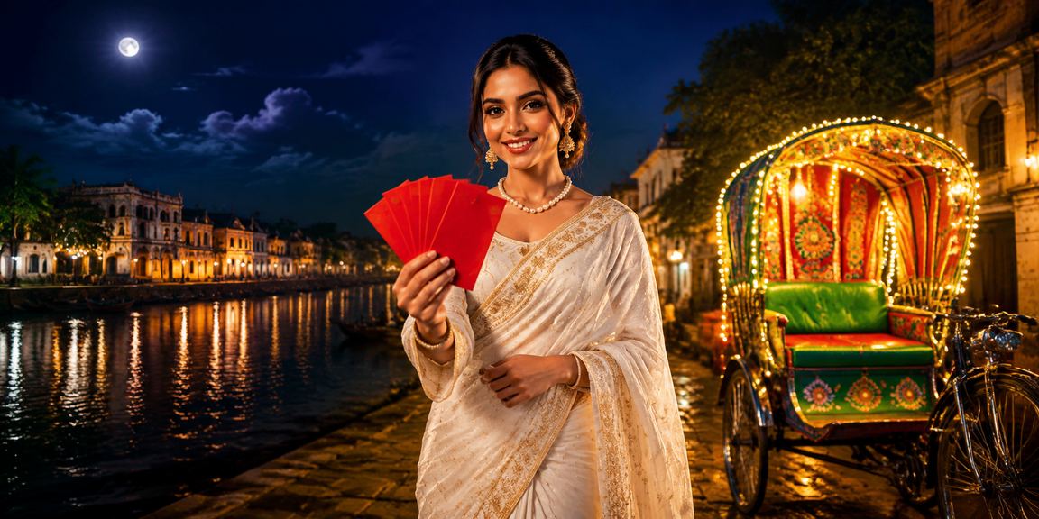 ঢাকায় রিকশার পাশে লাল খামে বোনাস ভাউচার উপহার নেওয়ার আনন্দময় মুহূর্ত